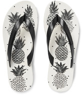 Thumbnail for your product : Dolce & Gabbana Pineapple-Printed Leather Flip Flops