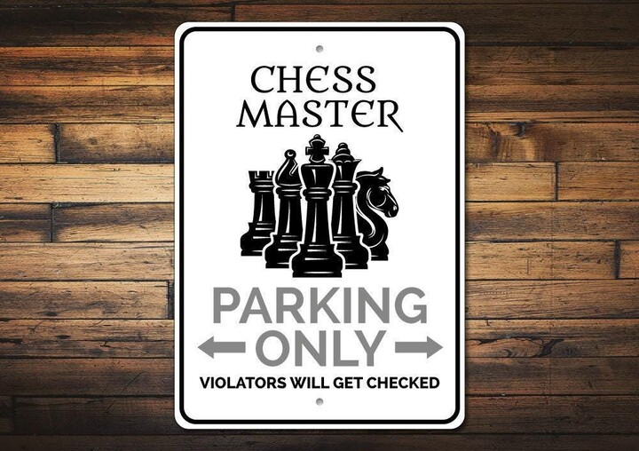 Chess Master Gift, Parking Sign, Lover Decor, Quality Aluminum Players