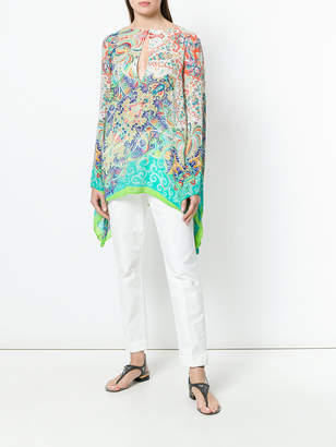 Etro mixed print long-line blouse