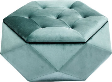 Elegant Velvet With Polygon Diamond Lid, Multi - Functional For Living Room Seating And Storage, 34"L X 30.5"W 13.5"H Velvet, , , Practical Comfortabl