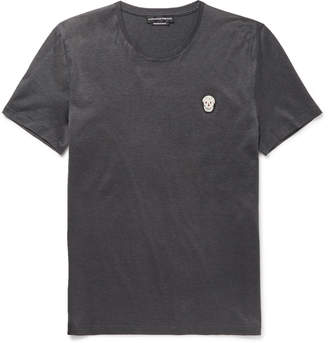 Alexander McQueen Slim-Fit Skull-Appliquéd Mercerised Cotton-Jersey T-Shirt