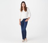 Thumbnail for your product : Susan Graver GRAVER Regular Knit Denim Zip-Front Jeans