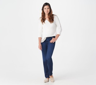 Susan Graver GRAVER Regular Knit Denim Zip-Front Jeans