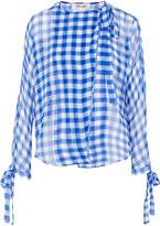 Thumbnail for your product : Diane von Furstenberg Gingham Silk-voile Wrap Top