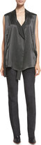 Thumbnail for your product : Narciso Rodriguez Seamed Suede Straight-Leg Pants, Graphite