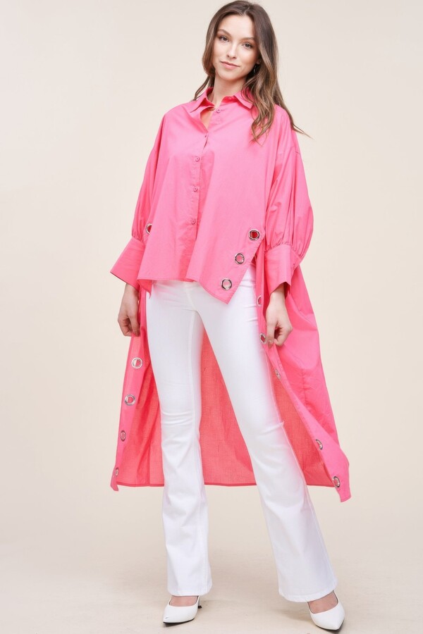 TRUEDAMES Women's Oversized Shirt With Long Back