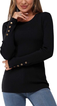 MEROKEETY Women's Long Sleeve V Neck Ribbed Button Knit Sweater Solid Color  Tops Apricot at  Women's Clothing store