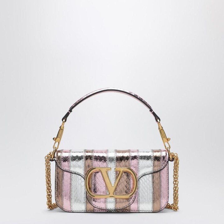 Valentino Garavani Small Locò Shoulder Bag In Multicolour Laminated Elaphe