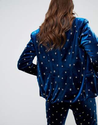 UNIQUE21 velvet fitted blazer with stars embroidery two-piece