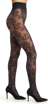 feather lace net tights