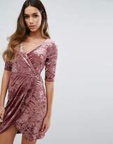 Thumbnail for your product : Club L Wrap Front Crushed Velvet Dress