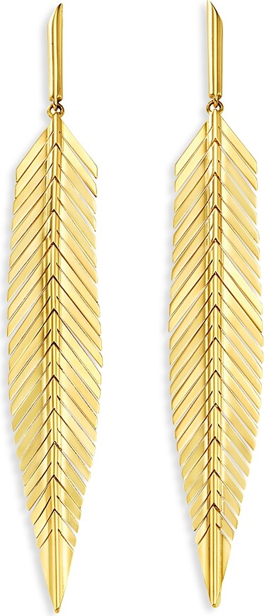 Cadar 18K Yellow Gold Medium Feather Earrings