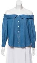 Thumbnail for your product : Veronica Beard Off-The-Shoulder Button-Up Top