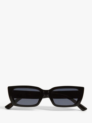 MANGO Nerea Square Frame Sunglasses, Black