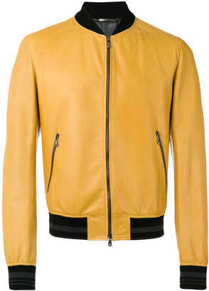 Dolce & Gabbana leather bomber jacket - men - Cotton/Lamb Skin/Polyamide/Spandex/Elastane - 46