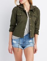 Thumbnail for your product : Charlotte Russe Hooded Cropped Anorak Jacket