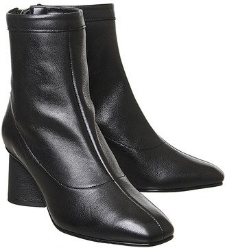Office Afternoon Feature Mid Heel Boots Black Leather Feature Zip