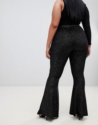 Fashionkilla Plus flared pants in black glitter
