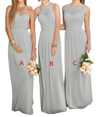 GMAR Women's Chiffon BridesmBid Dresses Sleeveless Long Prom Evening Gowns