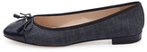 Thumbnail for your product : Prada Denim Cap-Toe Ballerina Flat, Blue
