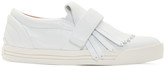 Thumbnail for your product : Marc Jacobs White Leather Fringed Slip-On Flats