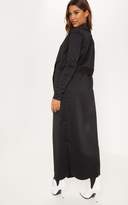 Thumbnail for your product : PrettyLittleThing Black Long Scuba Waterfall Coat
