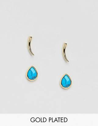 Orelia Gold & Blue Stud Earrings Pack