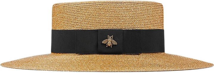 Gucci Bee-Embellished Boater Hat - ShopStyle