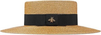 Gucci Bee-Embellished Boater Hat