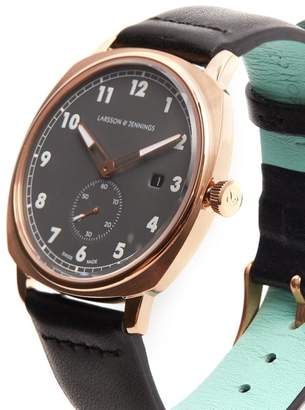 Larsson & Jennings Mk I Pilot Stainless-steel And Leather Watch - Mens - Pink Gold