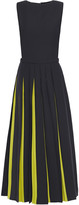 Thumbnail for your product : Valentino Pleated Two-tone Wool And Silk-blend Crepe Midi Dress