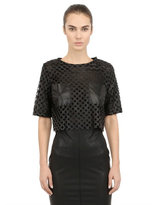 Thumbnail for your product : Es'givien Laser-Cut Faux Leather Top