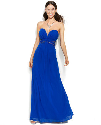 Xscape Evenings Embellished Illusion Lace Strapless Gown