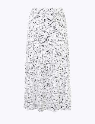 Marks and Spencer Jersey Polka Dot Fit & Flare Midi Skirt