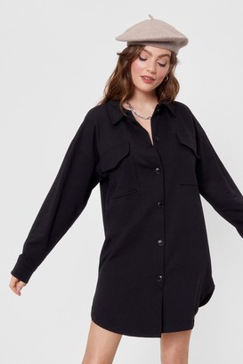 Nasty Gal Womens Button Down Pocket Shirt Dress - Black - 8