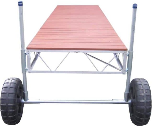 Patriot Docks 16 ft. Straight Roll-in Dock with Brown Aluminum Decking