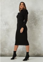 Thumbnail for your product : Missguided Textured Puff Sleeve Midaxi Dress - Black