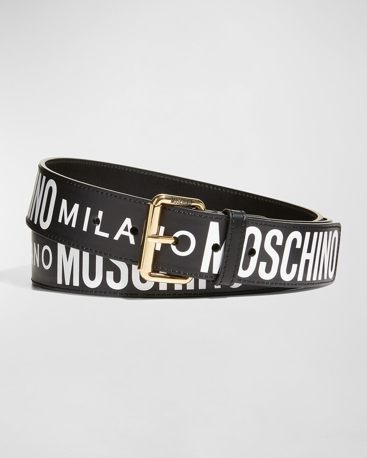 Moschino Men's Repeat-Logo Leather Belt - ShopStyle
