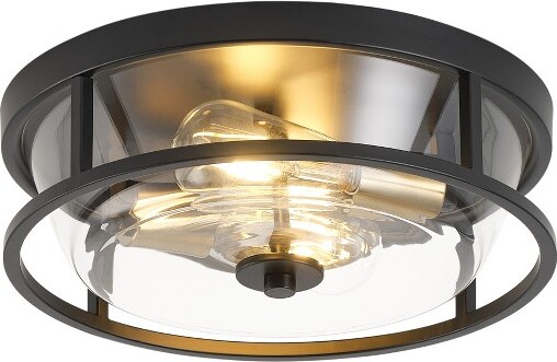 Moxie Dewdrop DewdropIndustrialFlushMountCeilingLight,BlackSemiFlushFixturewithTransparentGlassShadeforDiningRoomEntryway
