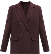 Thumbnail for your product : A.P.C. Prune Double-breasted Wool-blend Tweed Jacket - Burgundy