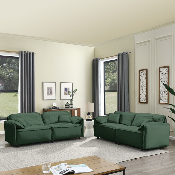 HOMEBAY Modern Velvet Living Room Upholstery Sofa Set, Leisure Sofa