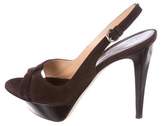 Thumbnail for your product : Sergio Rossi Suede Peep-Toe Pumps