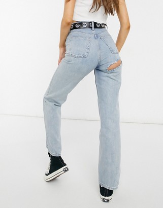 Topshop bum rip jeans in bleach wash - ShopStyle