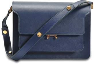 Marni Medium Trunk Bag in Night Blue Saffiano Leather