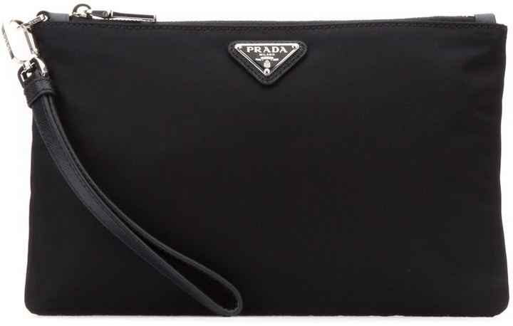 prada logo plaque clutch bag