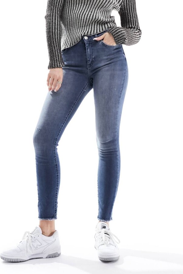 Only ankle length skinny jeans in blue gray denim