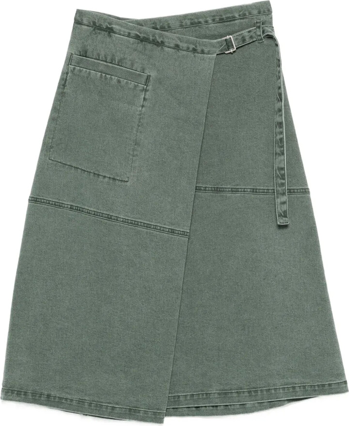 Tela Wrap Denim Midi Skirt