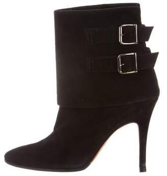 Manolo Blahnik Suede Pointed-Toe Ankle Boots