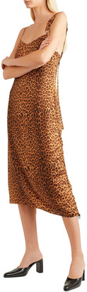Monse Purse Pull gathered leopard-print satin-twill dress