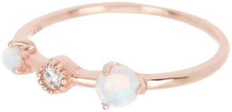 Argentovivo 18K Rose Gold Plated Opal & CZ Stacked Ring